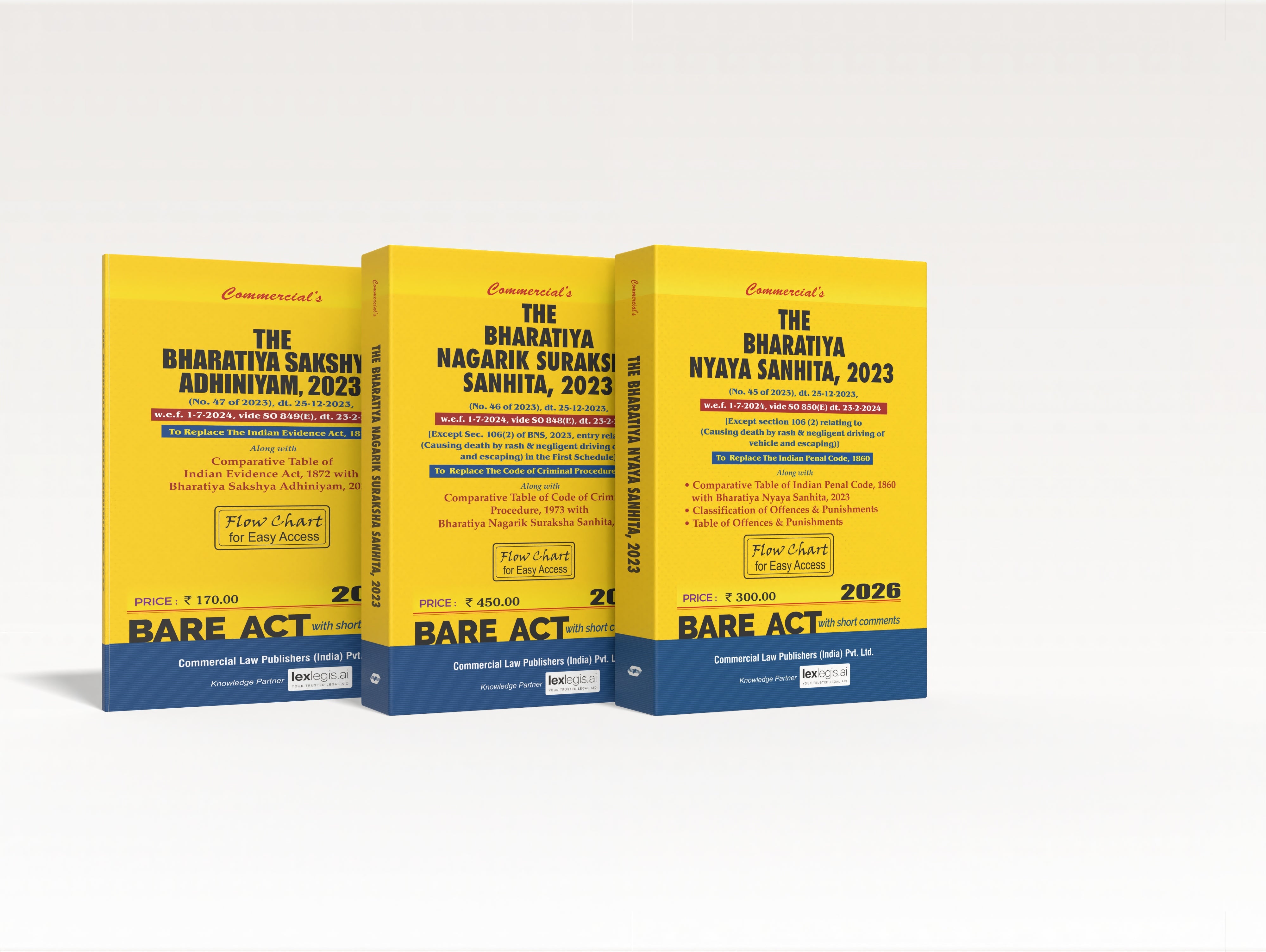 Combo Pack of New Criminal Laws, 2023 (Bharatiya Nyaya Sanhita, Bharatiya Nagarik Suraksha Sanhita & Bharatiya Sakshya Adhiniyam)