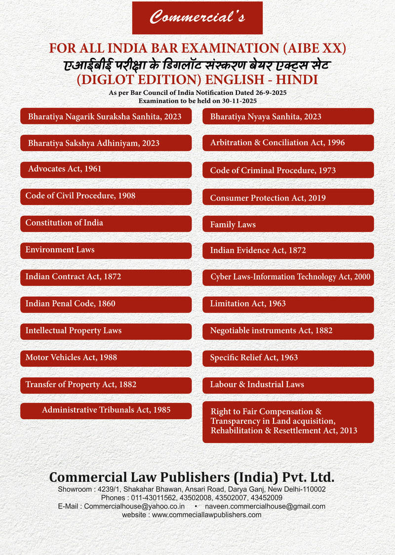 Combo Pack of AIBE 24 BARE ACTS (Diglot)