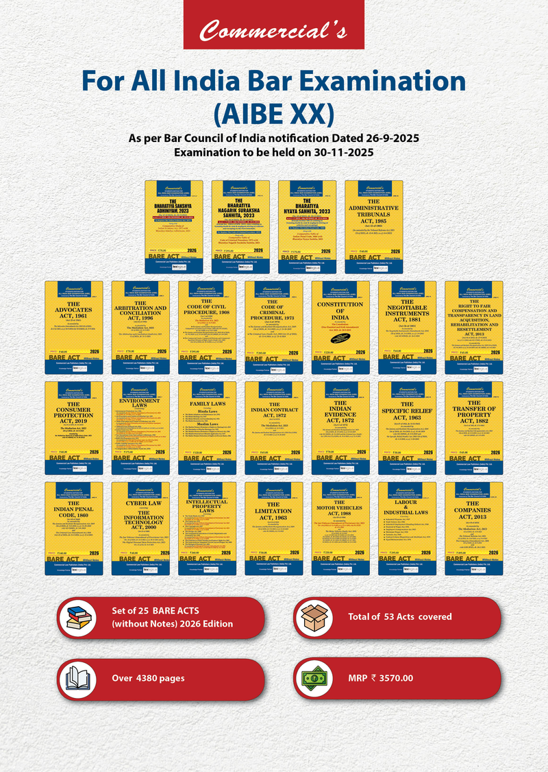 EXCLUSIVE COMBO - One stop Solution to AIBE XX (25 Bare Acts + Solved papers+ MCQs)