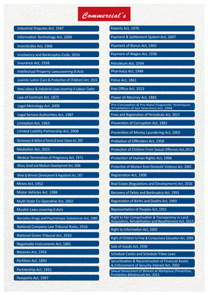 Commercial's 125 Important Bare Acts With Rule & Regulations for Daily use