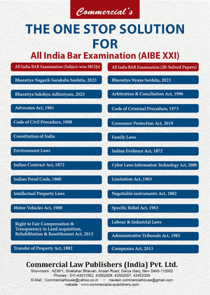 EXCLUSIVE COMBO - One stop Solution to AIBE XXI (25 Bare Acts + Solved papers+ MCQs)