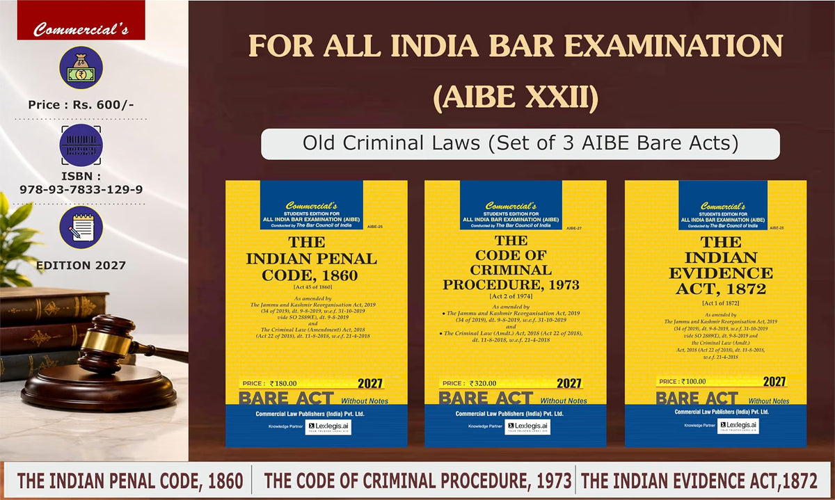 Old Criminal Laws (Set of 3 AIBE Bare Acts) 2027 Edition