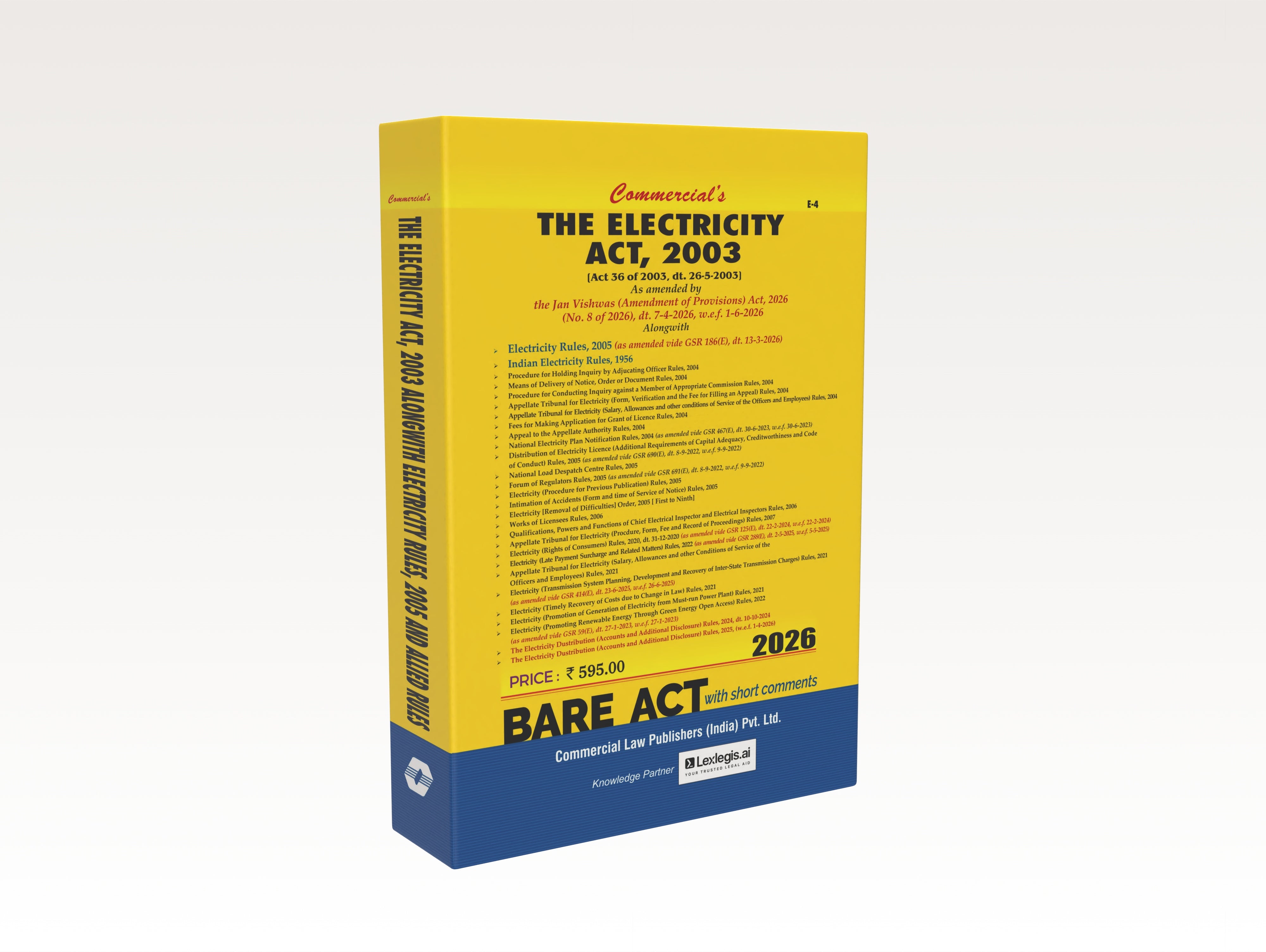 The Electricity Act, 2003 As Amended by the Jan Vishwas (Amendment of Provisions) Act, 2026 (E-Book)