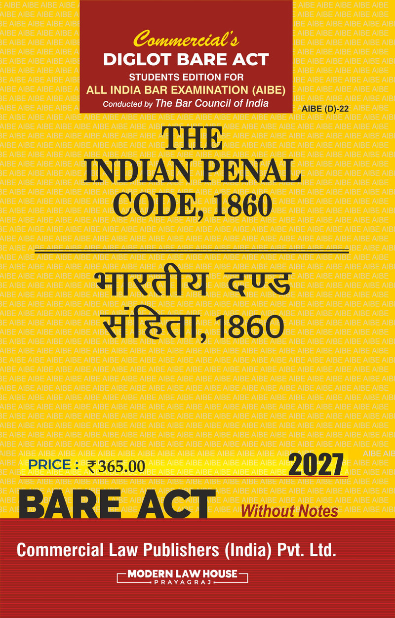 Combo Pack of AIBE 3 Bare Acts (Diglot) IPC, CRPC, Evidence (2027 Edition)