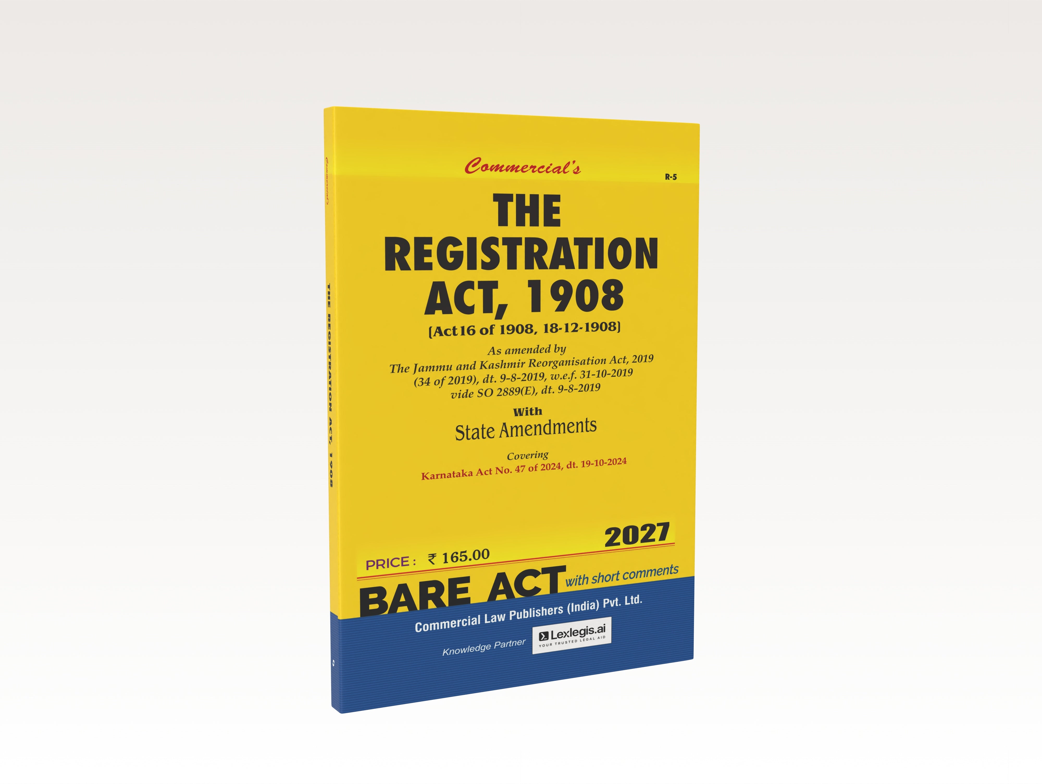 The Registration Act, 1908 As amended by The Jammu and Kashmir Reorganisation Act, 2019 (2027 Edition)