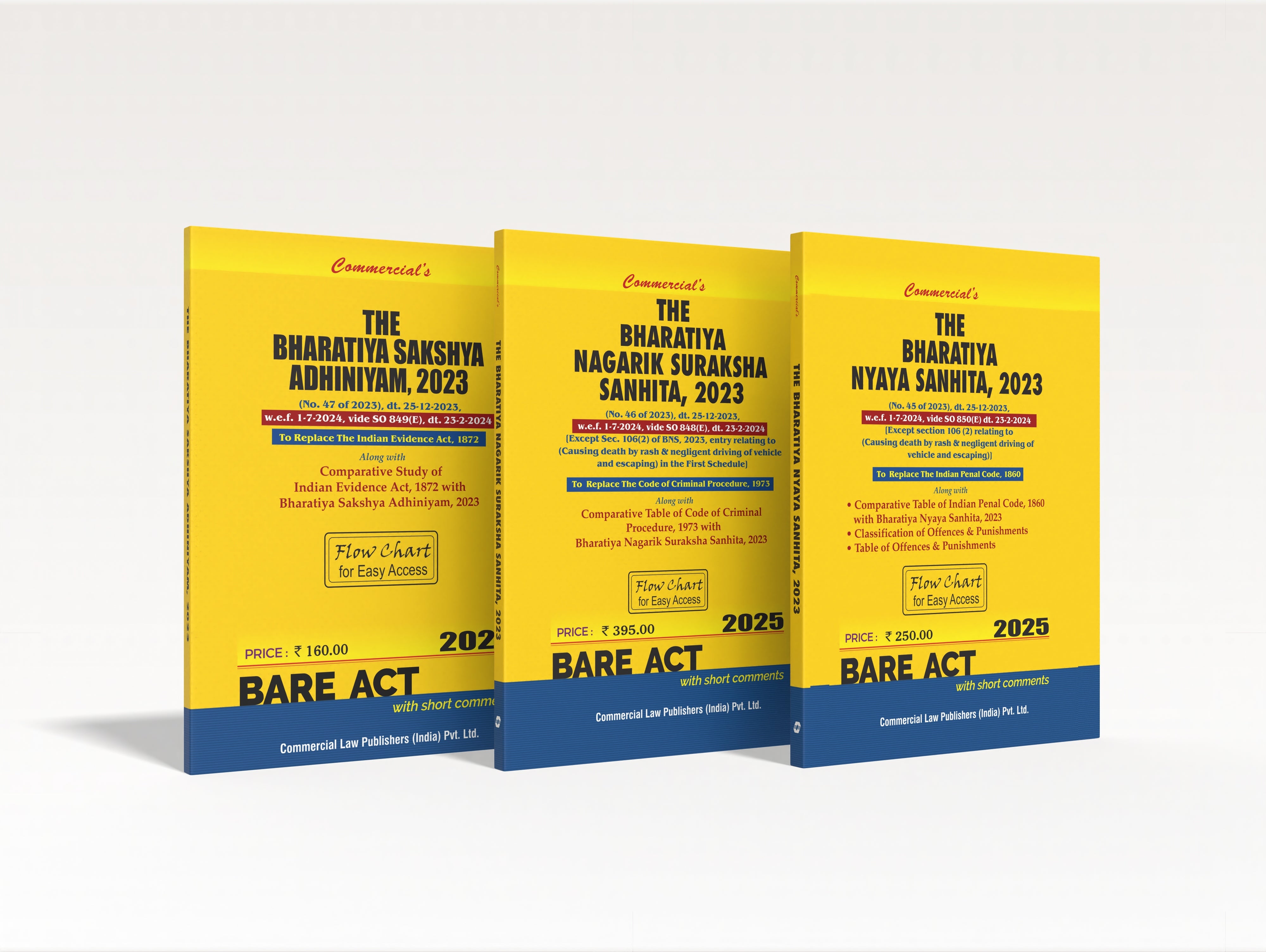 Combo Pack of New Criminal Laws, 2023 (Bharatiya Nyaya Sanhita, Bharatiya Nagarik Suraksha Sanhita & Bharatiya Sakshya Adhiniyam)