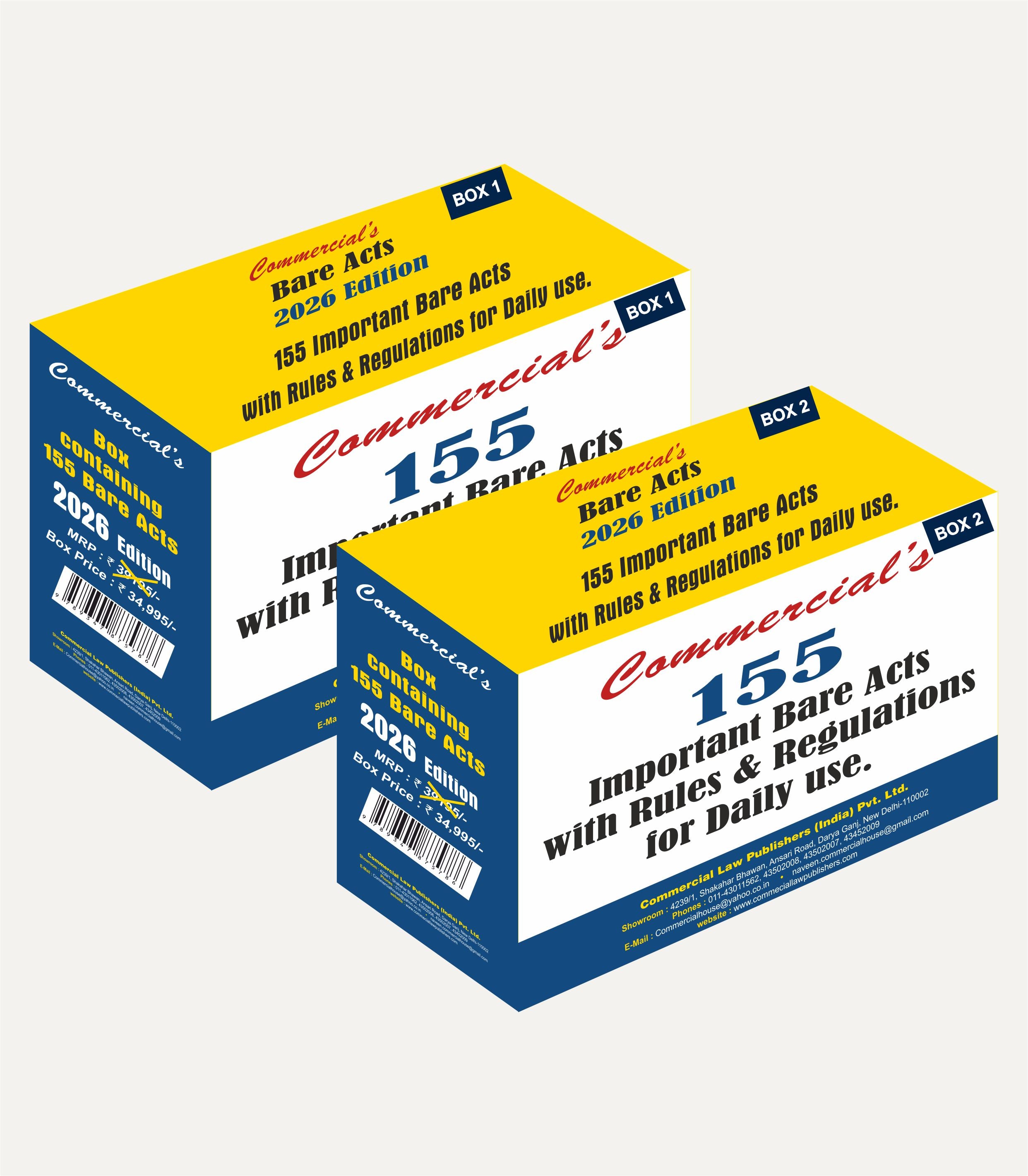Commercial's 155 Important Bare Acts With Rule & Regulations for Daily use