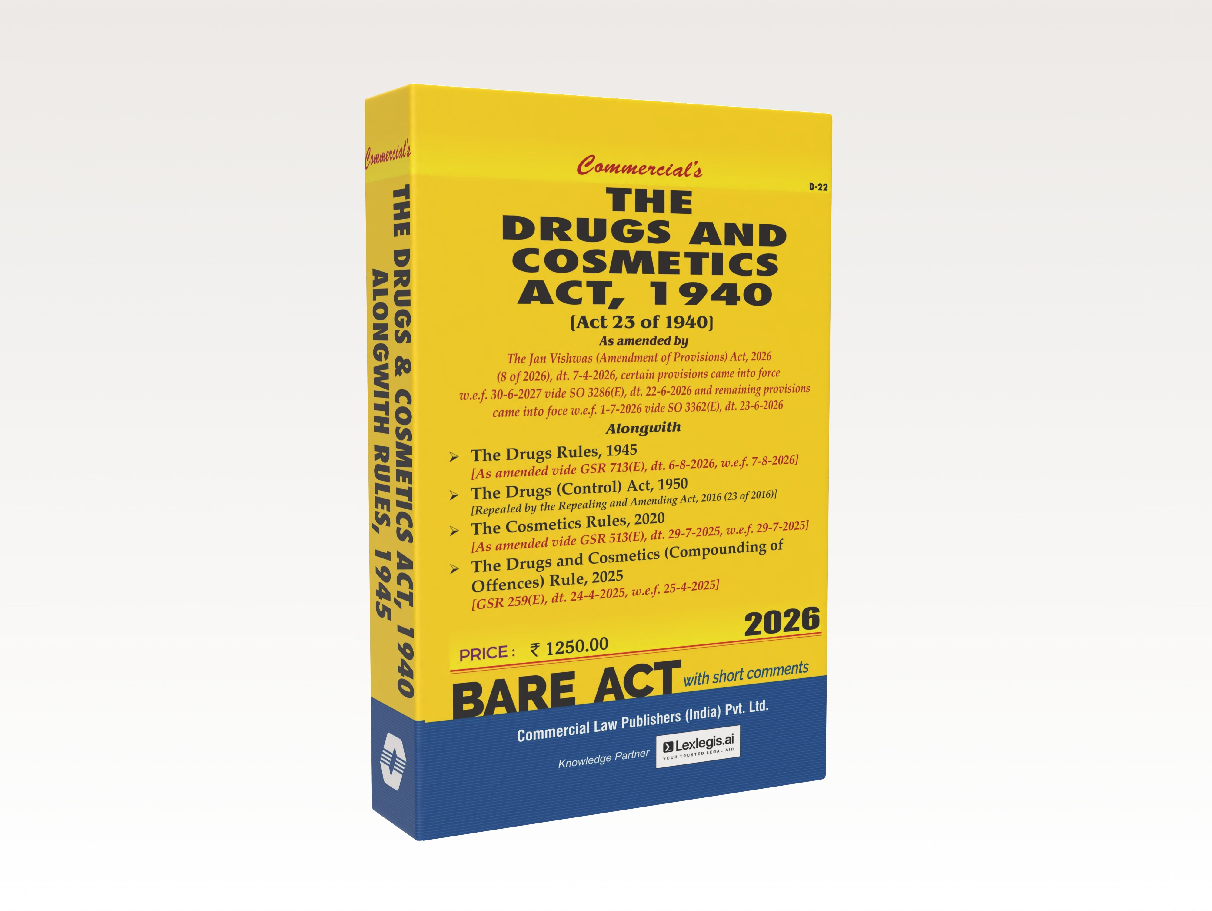 The Drugs and Cosmetics Act, 1940 alongwith Rules (E-Book)