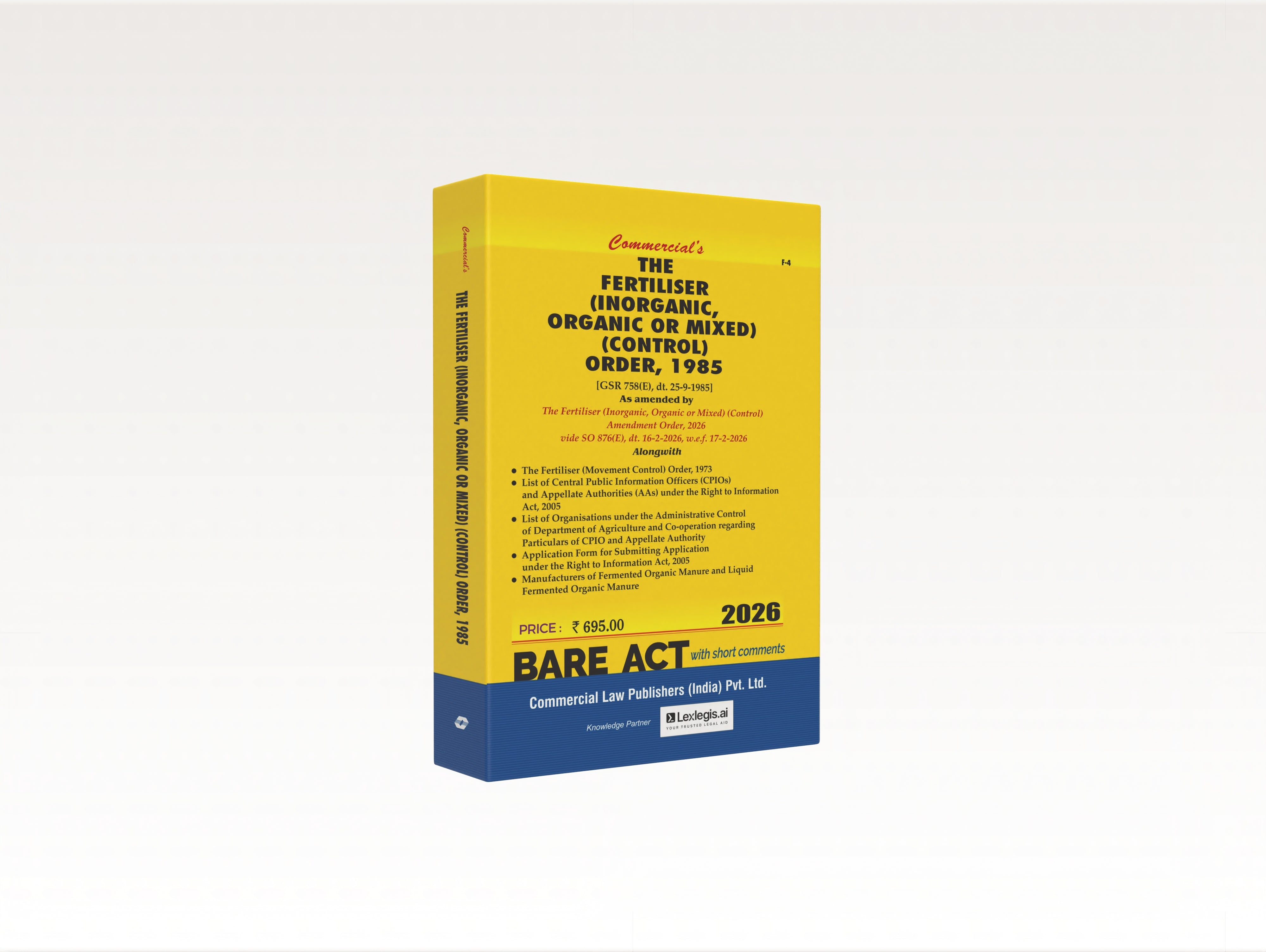 The fertiliser (inorganic organic or mixed) (control) order 1985 (E-Book)