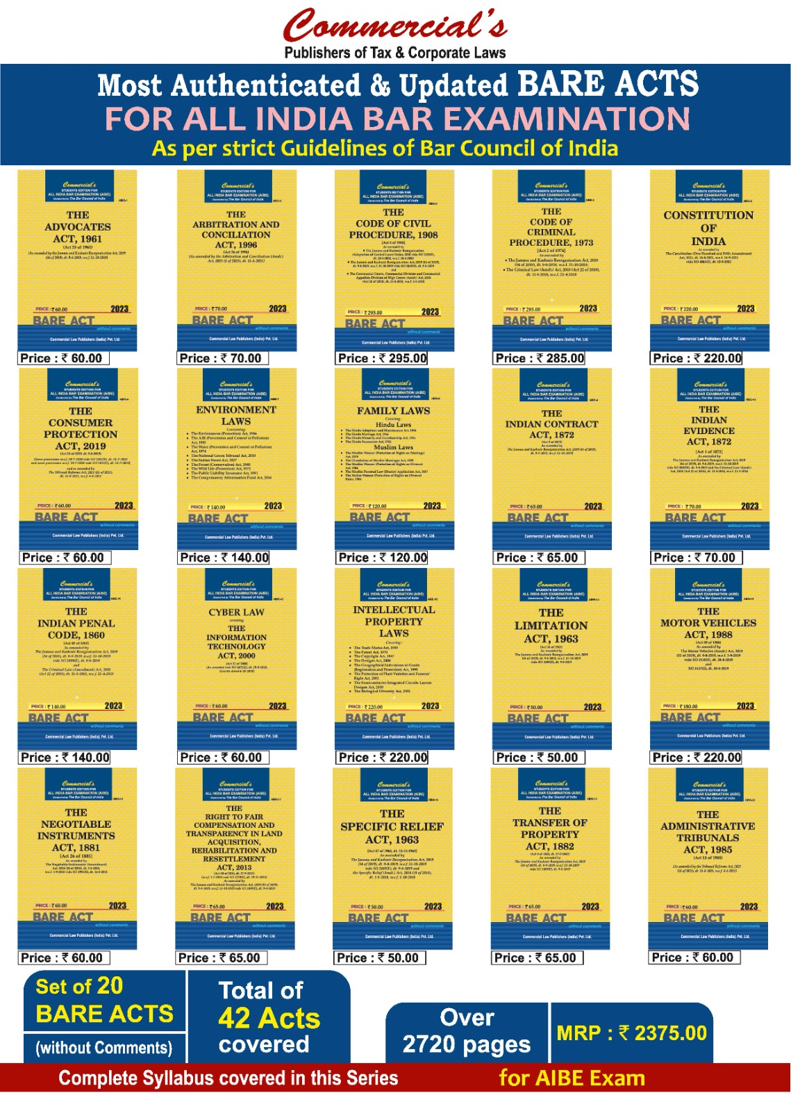 All India Bar Exam (AIBE) Set of 20 Books